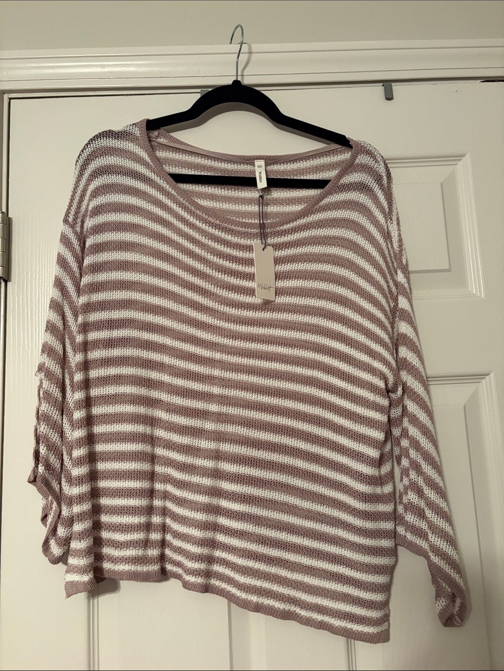 Wishlist Striped Knit Top in Mauve and White